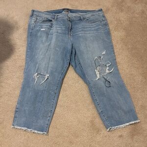 Torrid Light Blue Distressed Cropped Boyfriend Jeans